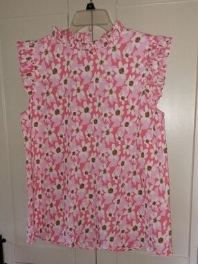Staccato Pink Floral Ruffle Sleeve Blouse